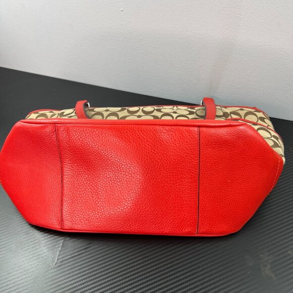 Coach 23297 Park Signature C Print Carrie Tote Shoulder Bag Purse Vermilion - Picture 15 of 16